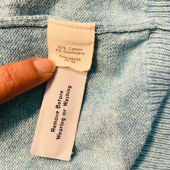 J Crew Cotton Cashmere Blend Knit Sweater V Neck Long Sleeve Light Blue L #86055 - Picture 5 of 12